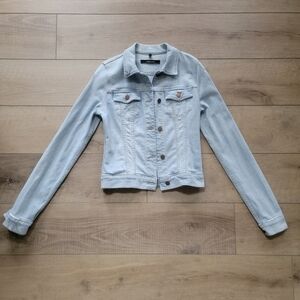 J Brand Women's XSmall Denim Atomic Light Wash Fitted Stretch Button-Up Jacket